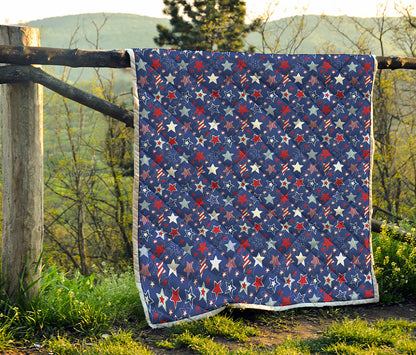 4th of July American Star Pattern Print Quilt