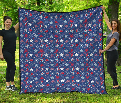 4th of July American Star Pattern Print Quilt