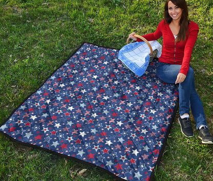 4th of July American Star Pattern Print Quilt