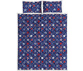 4th of July American Star Pattern Print Quilt Bed Set