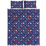 4th of July American Star Pattern Print Quilt Bed Set
