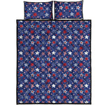 4th of July American Star Pattern Print Quilt Bed Set