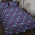 4th of July American Star Pattern Print Quilt Bed Set