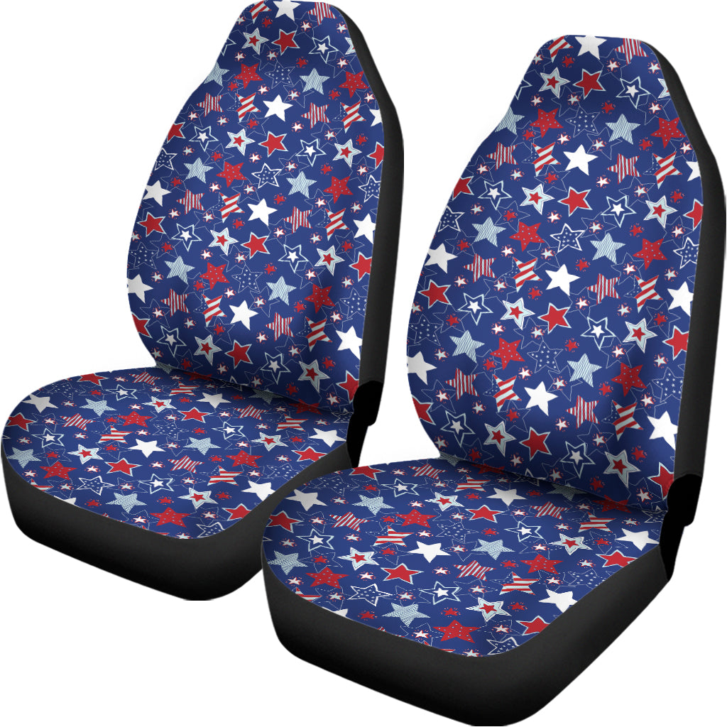 4th of July American Star Pattern Print Universal Fit Car Seat Covers
