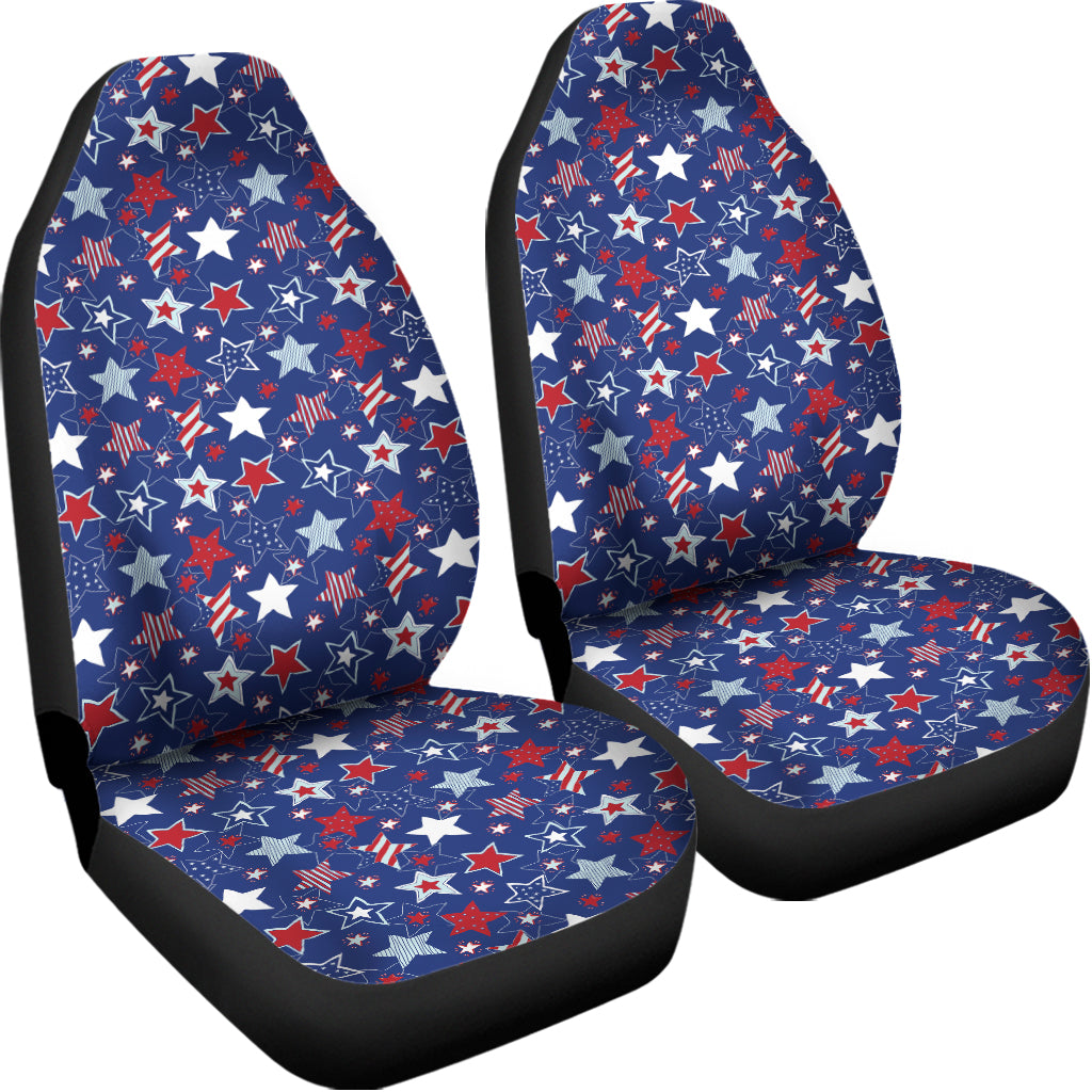 4th of July American Star Pattern Print Universal Fit Car Seat Covers
