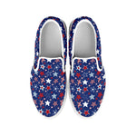 4th of July American Star Pattern Print White Slip On Shoes