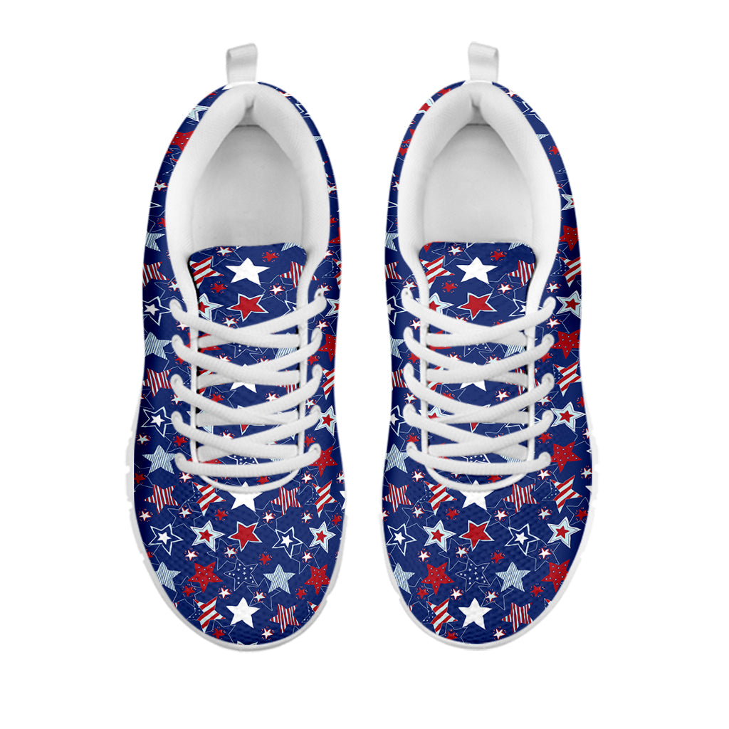 4th of July American Star Pattern Print White Sneakers