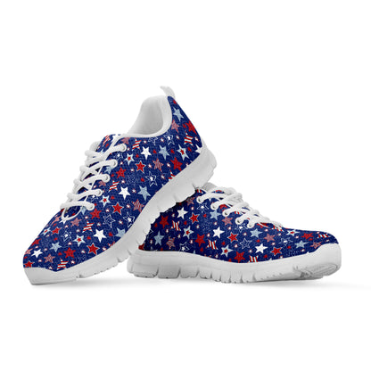 4th of July American Star Pattern Print White Sneakers
