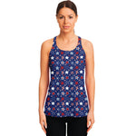 4th of July American Star Pattern Print Women's Racerback Tank Top