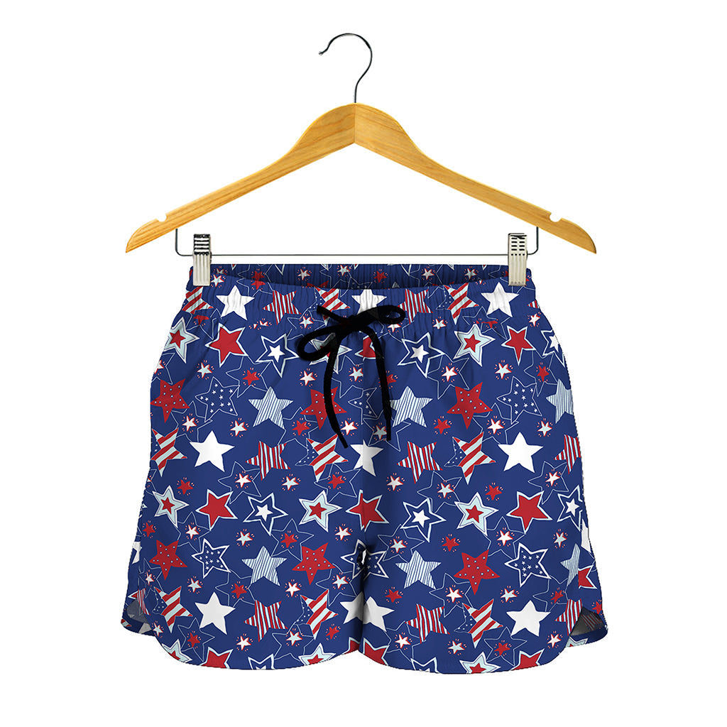 4th of July American Star Pattern Print Women's Shorts