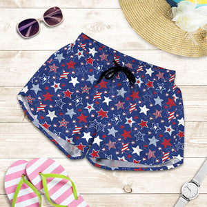 4th of July American Star Pattern Print Women's Shorts