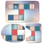 4th of July USA Denim Patchwork Print 3 Piece Bath Mat Set