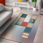 4th of July USA Denim Patchwork Print Area Rug