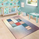 4th of July USA Denim Patchwork Print Area Rug