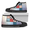 4th of July USA Denim Patchwork Print Black High Top Shoes