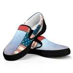 4th of July USA Denim Patchwork Print Black Slip On Shoes