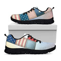 4th of July USA Denim Patchwork Print Black Running Shoes