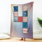 4th of July USA Denim Patchwork Print Blanket