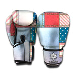 4th of July USA Denim Patchwork Print Boxing Gloves