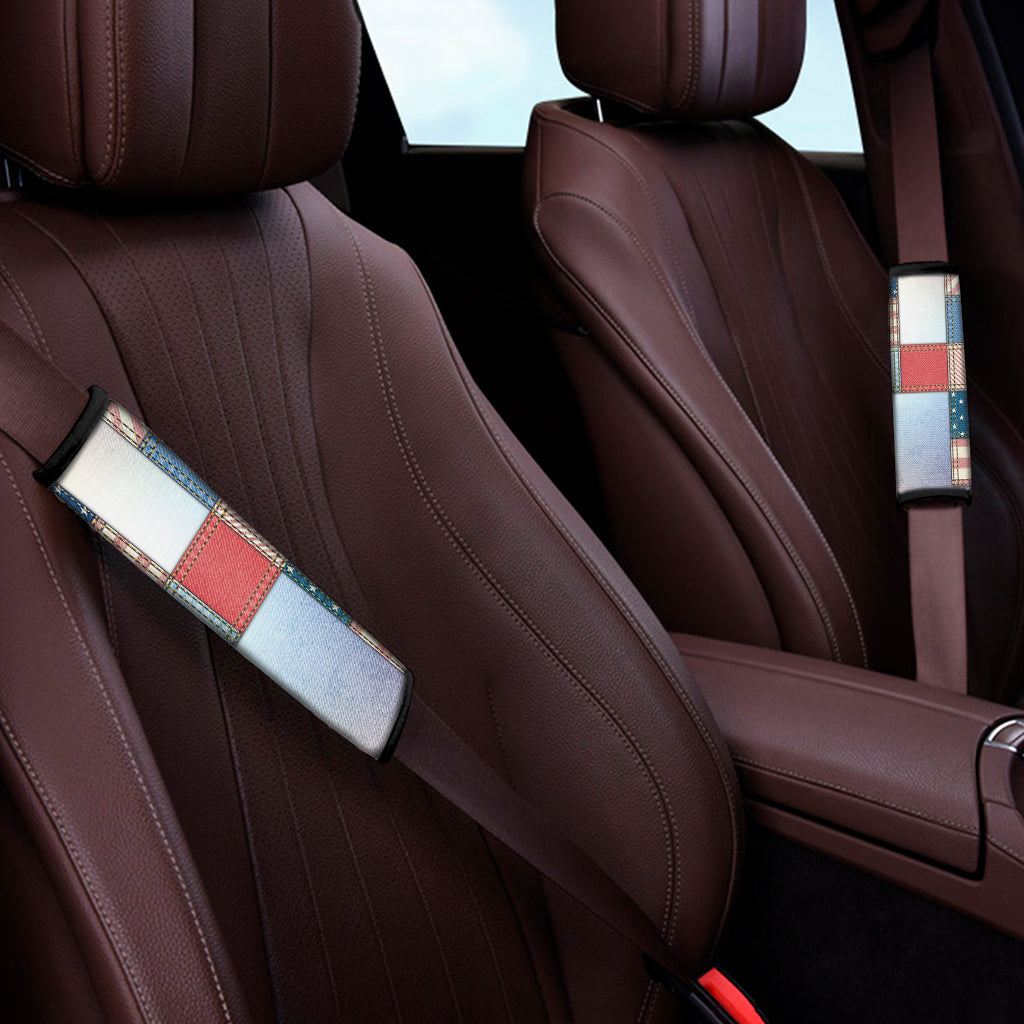 4th of July USA Denim Patchwork Print Car Seat Belt Covers