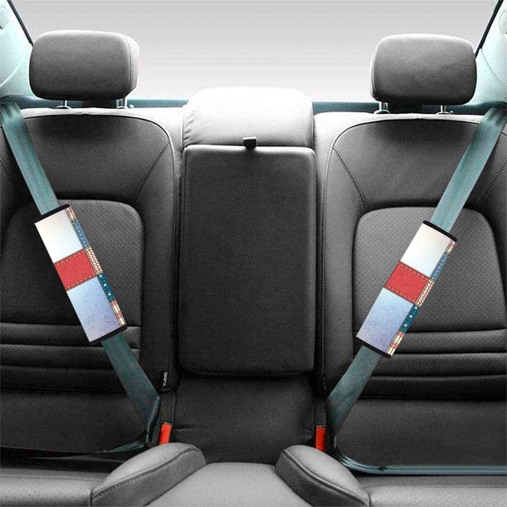 4th of July USA Denim Patchwork Print Car Seat Belt Covers