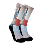 4th of July USA Denim Patchwork Print Crew Socks