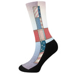 4th of July USA Denim Patchwork Print Crew Socks