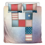 4th of July USA Denim Patchwork Print Duvet Cover Bedding Set
