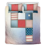 4th of July USA Denim Patchwork Print Duvet Cover Bedding Set