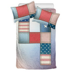 4th of July USA Denim Patchwork Print Duvet Cover Bedding Set