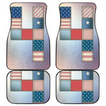 4th of July USA Denim Patchwork Print Front and Back Car Floor Mats