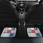 4th of July USA Denim Patchwork Print Front and Back Car Floor Mats
