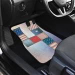 4th of July USA Denim Patchwork Print Front and Back Car Floor Mats