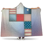 4th of July USA Denim Patchwork Print Hooded Blanket