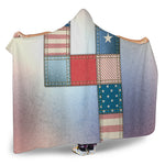 4th of July USA Denim Patchwork Print Hooded Blanket