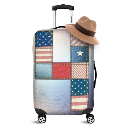 4th of July USA Denim Patchwork Print Luggage Cover