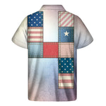 4th of July USA Denim Patchwork Print Men's Short Sleeve Shirt