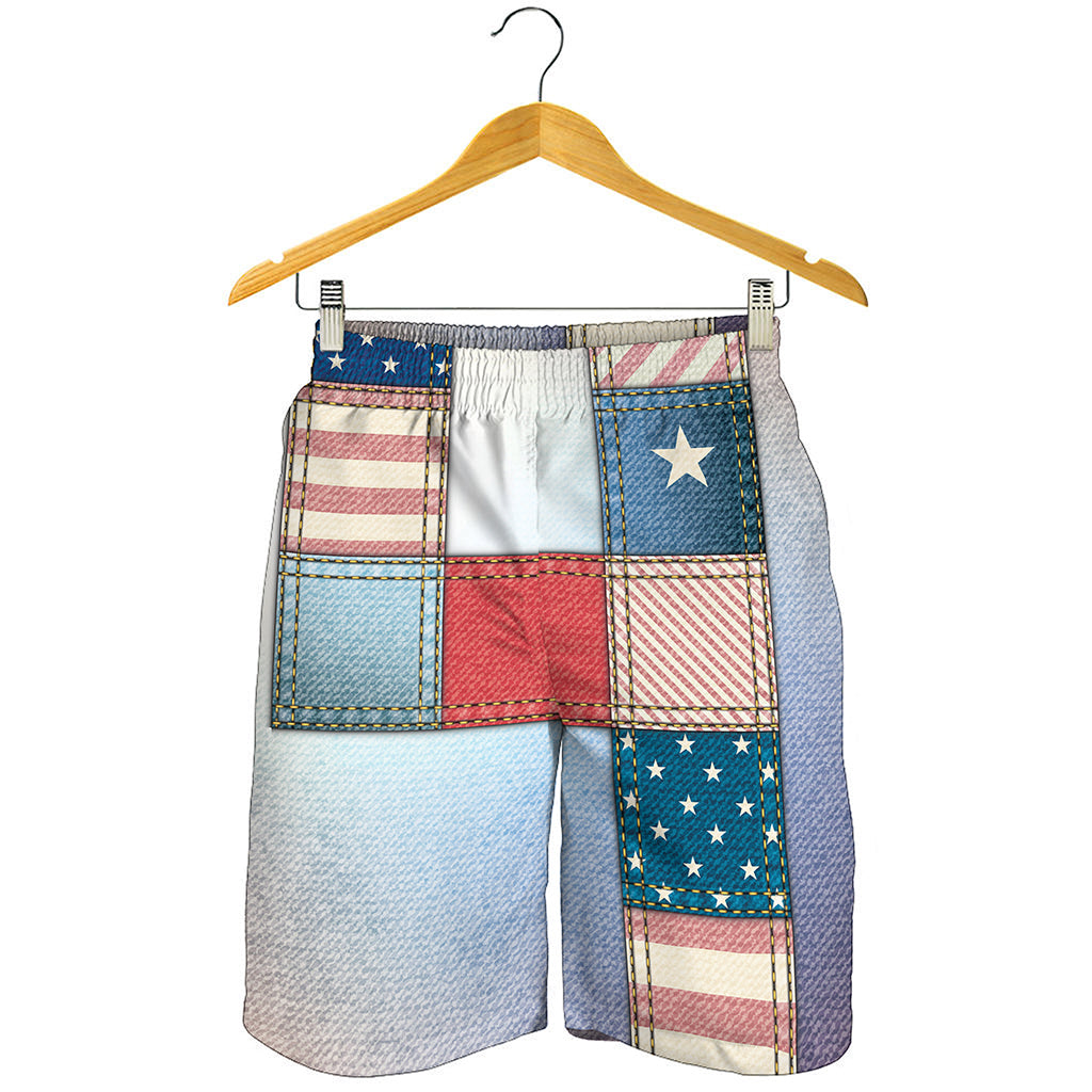 4th of July USA Denim Patchwork Print Men's Shorts