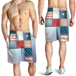 4th of July USA Denim Patchwork Print Men's Shorts