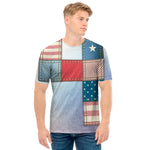 4th of July USA Denim Patchwork Print Men's T-Shirt