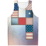 4th of July USA Denim Patchwork Print Men's Tank Top