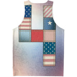 4th of July USA Denim Patchwork Print Men's Tank Top