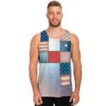 4th of July USA Denim Patchwork Print Men's Tank Top