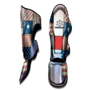 4th of July USA Denim Patchwork Print Muay Thai Shin Guard