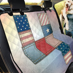 4th of July USA Denim Patchwork Print Pet Car Back Seat Cover