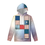 4th of July USA Denim Patchwork Print Pullover Hoodie