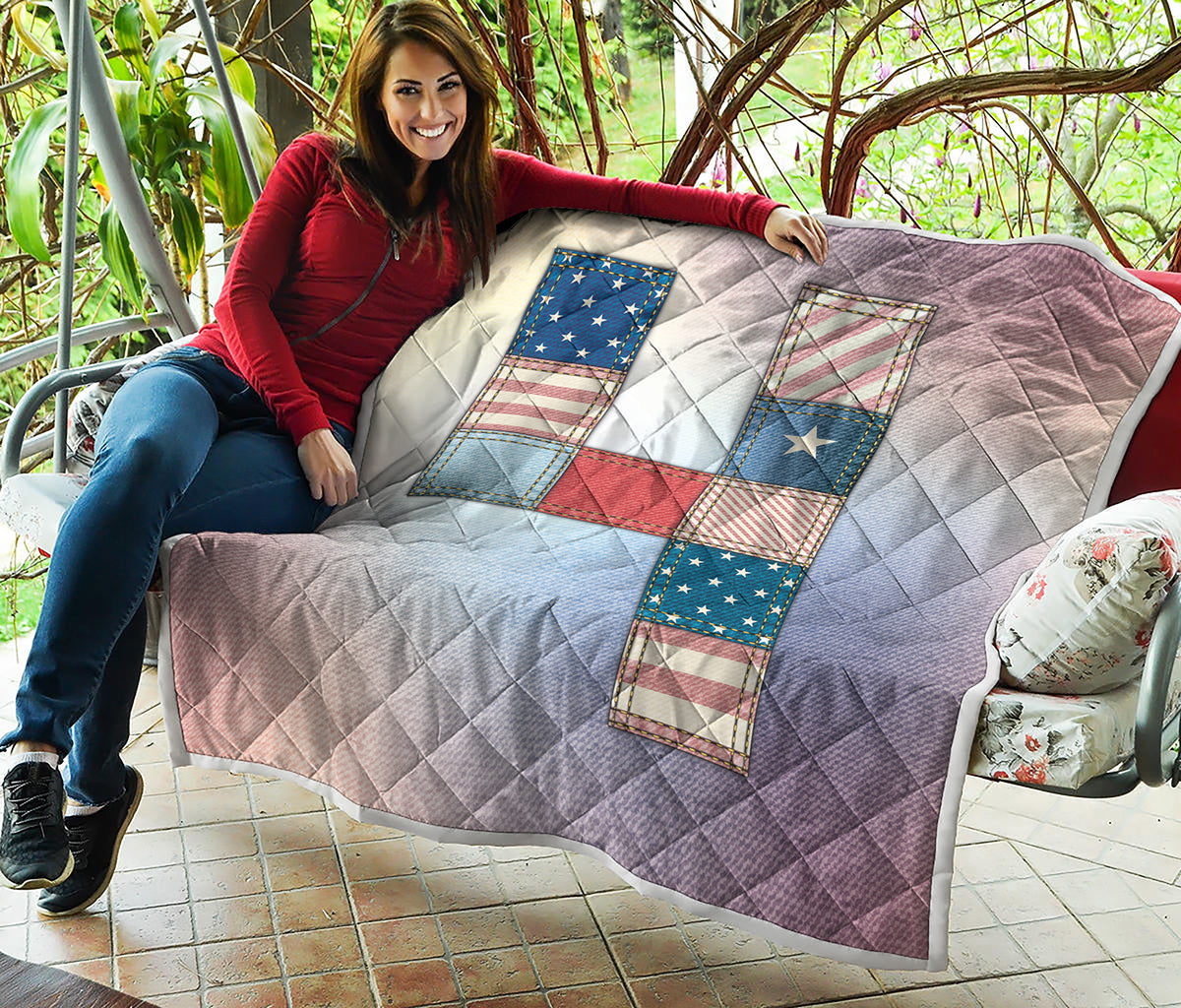 4th of July USA Denim Patchwork Print Quilt