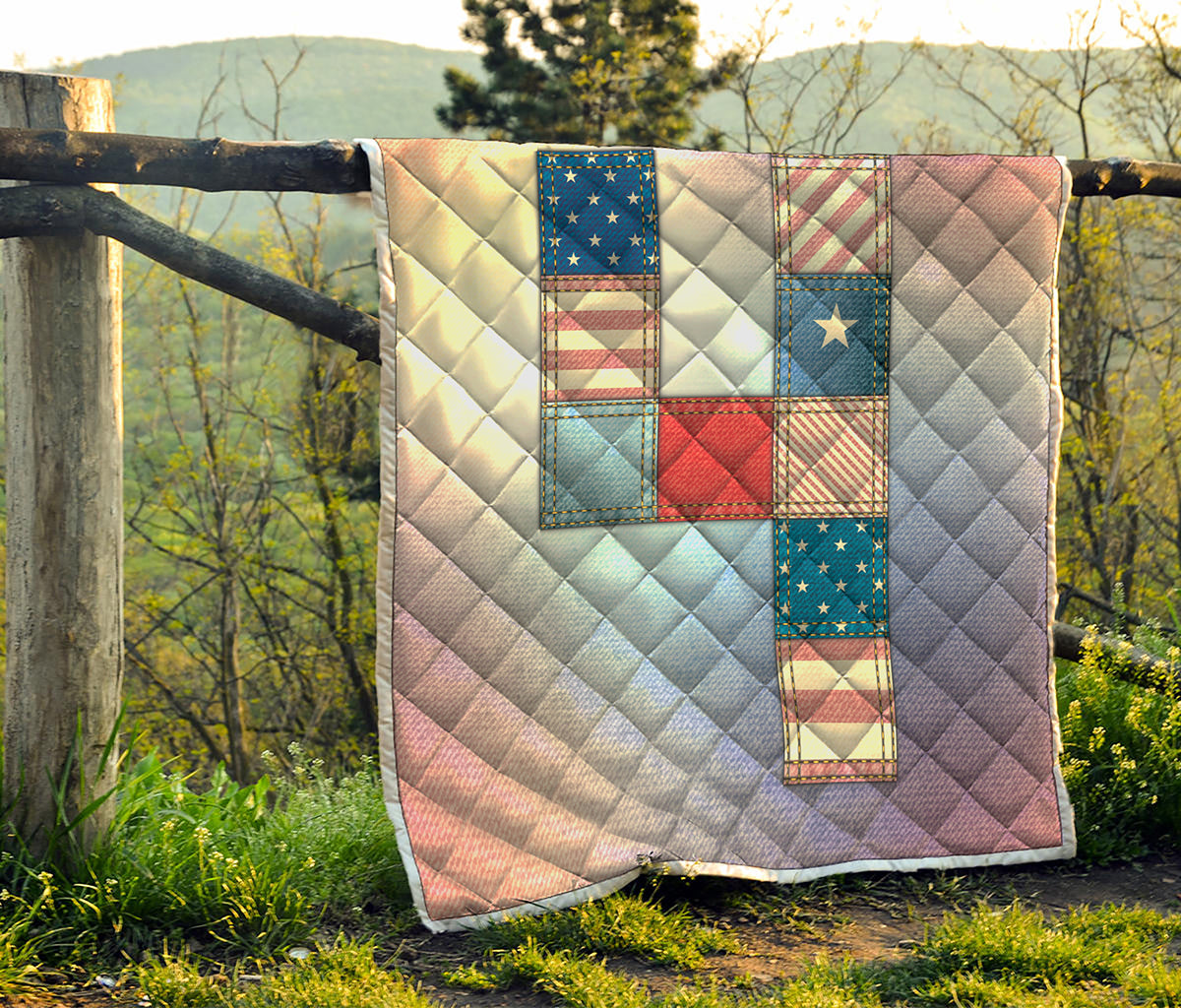 4th of July USA Denim Patchwork Print Quilt