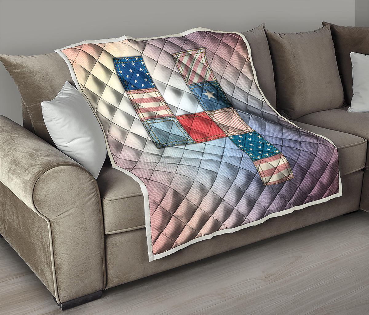 4th of July USA Denim Patchwork Print Quilt