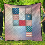 4th of July USA Denim Patchwork Print Quilt